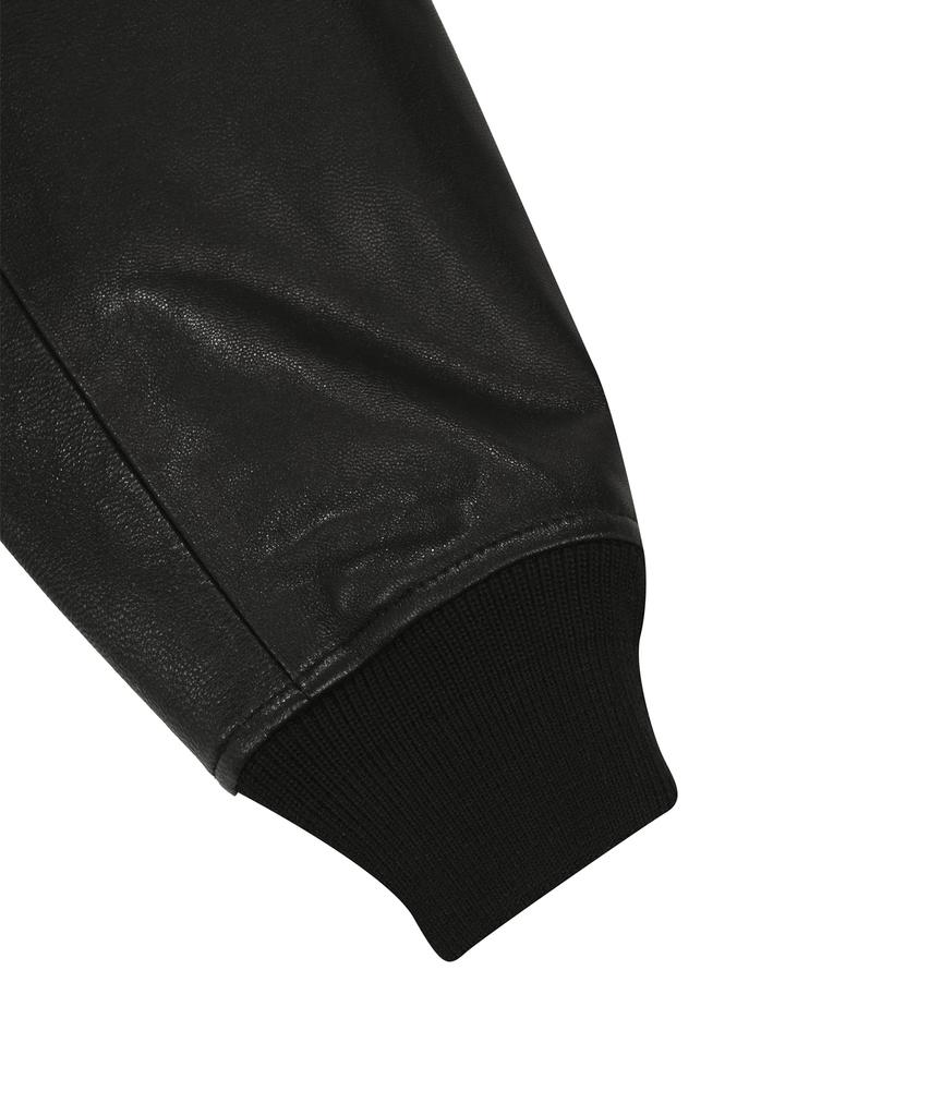 Avirex Goat Vegetable Leather Hooded Jacket / 7835950015 Black