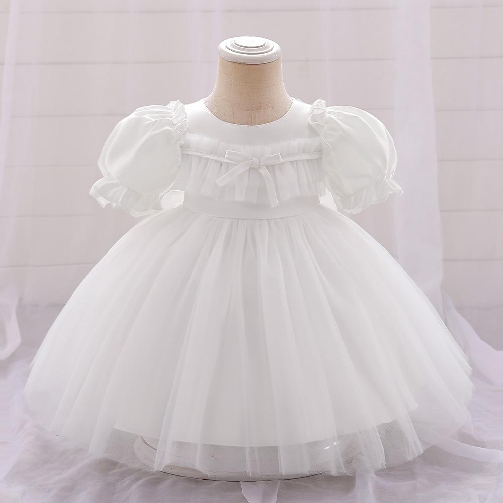Платье для новорожденных девочек, вечерние платья для девочек 1 года, платье принцессы на день рождения, кружевное платье на крестины, одежда для малышей, белое платье для крещения