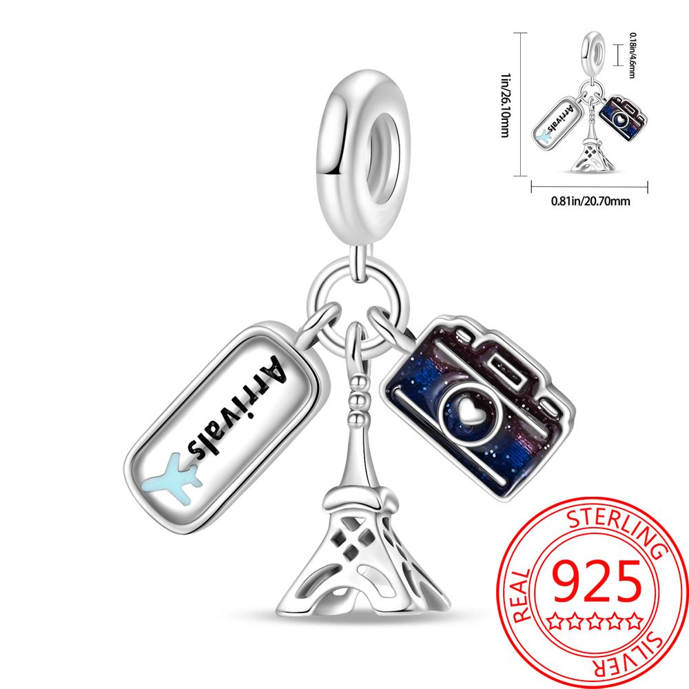 Copper Metal Paris Tower Aircraft Travel Charm Bead Component Pendant Bead Component Bead Components Compatible With Charm Bead Component Authentic