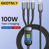 100W 5A 3 In 1 Fast Charging Cable 6A Micro USB Type C IOS Data Cable Wire for Mobile Phone