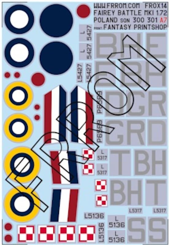 Azure From Fairy Battle Squadron Poland Decal Plastic Model Decal AZUFR0X14 1/72 300th/301st