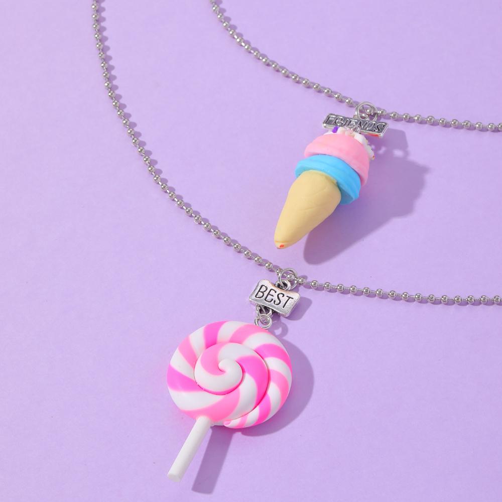 15 Стилей Подвеска из Полимерной Глины Набор Ожерелий для Лучших Друзей BFF Fimo Радужный Леденец Рожки для Мороженого Бусины-Шармы Цепочка Подарок для Детей