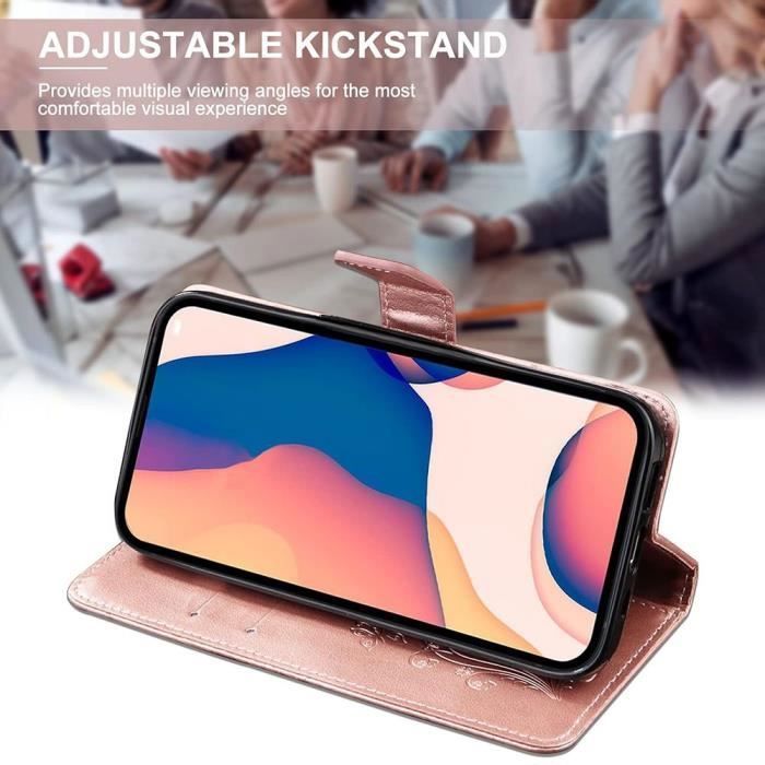 Coque de protection - BOOLING - pour Samsung Galaxy A55 5G - Motif Papillon - Rose - Fentes pour Cartes - avec 2 Verres Trempés