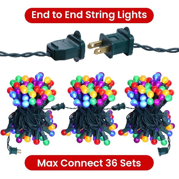Christmas Lights Outdoor 19Ft 70 LED Chritmas Globe String Lights with Pearlized Glass Bulb UL Certified Christmas Tree Lights for Tree Decor