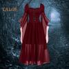 Vinatge женское платье нерегулярной формы с рукавами из рога, сплошной цвет, трапециевидной формы, большой подол, тонкая талия, плиссированные ремешки на шнуровке, средневековый костюм для Хэллоуина, косплей, костюм для вечеринки