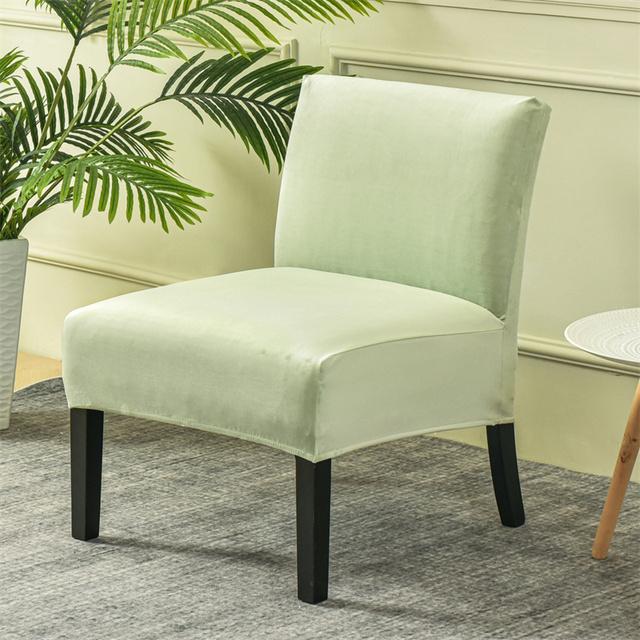 Velvet Armless Chair Cover Solid Single Sofa Slipcover Nordic Accent Stretch Chair Covers Elastic Cheap Couch Protector Cover
