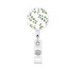 Flower Print Badge Holder Retractable Badge Holder Rotating ABS Badge Holder with Metal Clip for Nurse Doctor Student