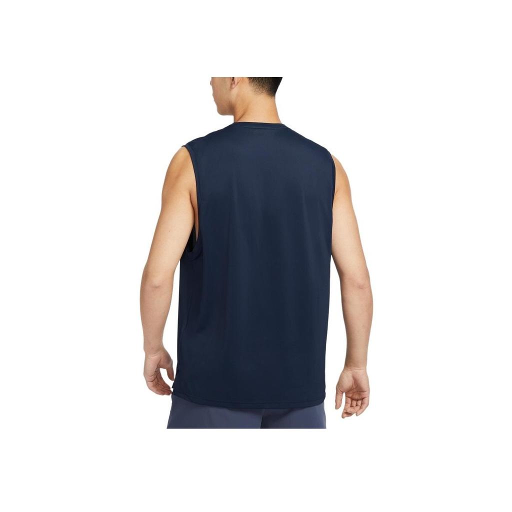 Nike Быстросохнущий тренировочный топ с разрезом по низу, легкий, удобный, с круглым вырезом, однотонный, без рукавов, мужские топы, черный цвет CZ1185-451