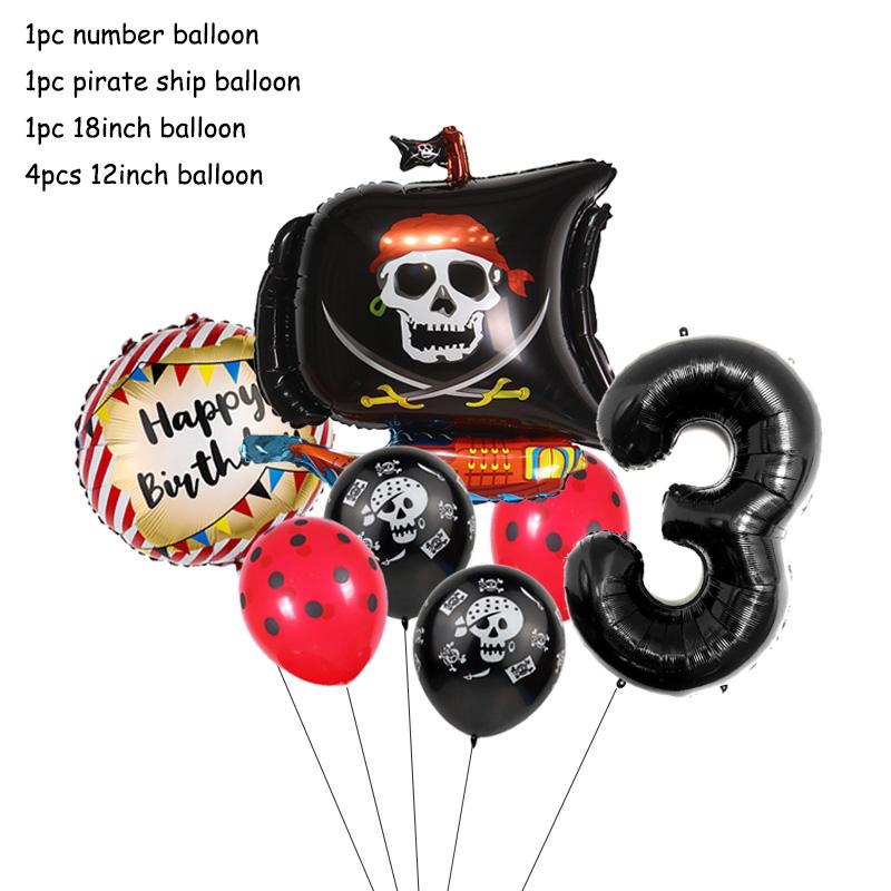 Пиратская тематика Мультяшные украшения Одноразовая посуда Бумажные тарелки Чашки Воздушные шары Детские сувениры День рождения День рождения Baby Shower Supplie