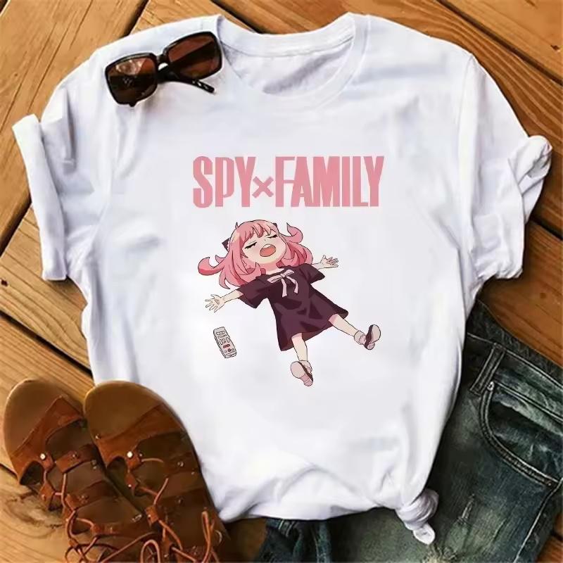 Аниме Spy X Family Футболка Женская Японская Мода Харадзюку Футболки с Коротким Рукавом Летние Топы Каваи О-Образный Вырез Женская Футболка Топ