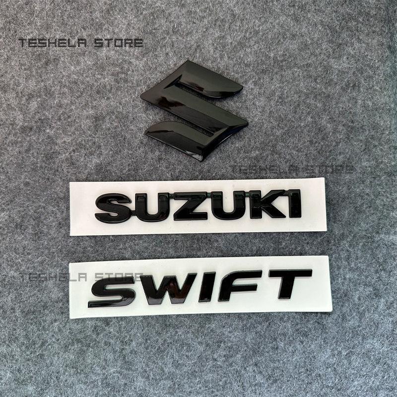 3D ABS Bright black SWIFT Logo Emblem Letters Car Styling Trunk Badge For SUZUKI SWIFT Bottom Front Grille Badge Accessories