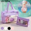 1PC/2Pcs Dry and Wet Separation Storage Bag Portable for Travel Makeup Toiletries Large Capacity Transparent Bag