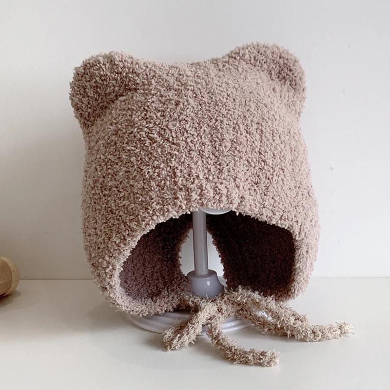 Зимняя детская шапка-бини с рисунком из мультфильма, мягкая теплая вязаная шапка для мальчиков и девочек, милые вязаные шапки с изображением кота