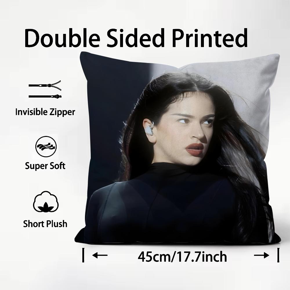 RRosalia Singer Cushion Cover Plush Fabric Soft DoubleSided Printed Sofa Warm Winter Home Child Gift Pillow Case