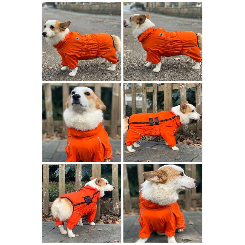 Dogs Waterproof Jacket, Lightweight Reflective Safety Dog Raincoat Windproof Snow-Proof Dog Vest for Corgis Dachshund