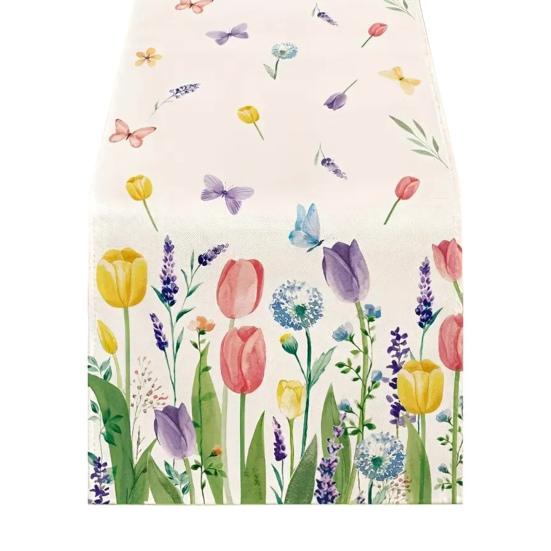 Весенняя цветочная скатерть-дорожка, цветущие цветы, столовое белье, тюльпан, моющаяся скатерть для дома, фермерского дома, обедов, вечеринок, украшение