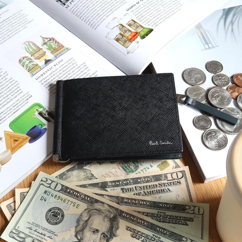 Кошелек Paul Smith с деньгами Bright Stripe Кожа теленка 813019 P914 Без зажима, Пуллер, SS24, Двухсложный/Мини-кошелек, Кожа, (01. Черный, Персонализация)