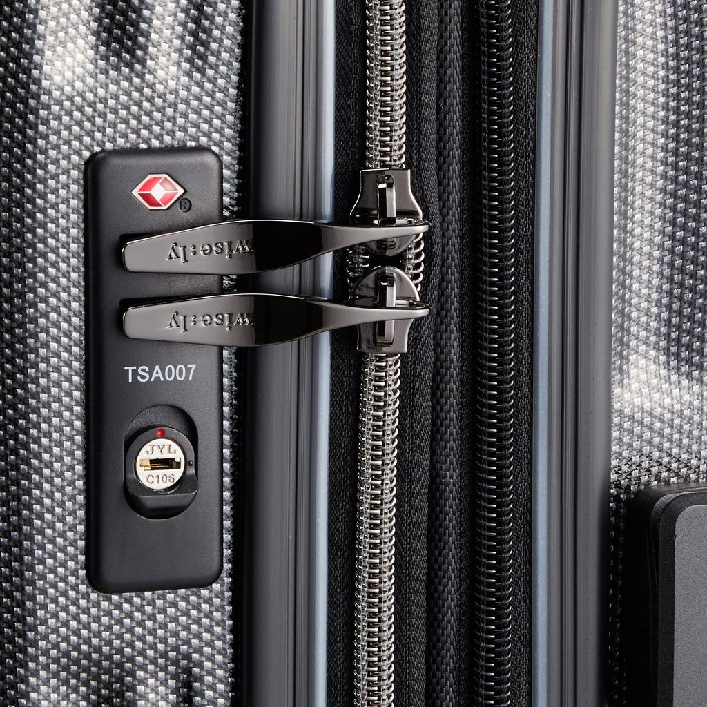 Ультрашок Двойные Колеса Антибактериальные и Неприятные Запахи TSA Extended 1 Carbon Black [Wisely] Чемодан, Легкий, Функция Поглощения/Ограничения, Ролики, Устойчивый,