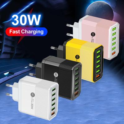 30 Вт USB зарядное устройство 6 портов быстрая зарядка телефона дорожное зарядное устройство QC3.0 USB зарядное устройство для телефона адаптер для iPhone Xiaomi Samsung EU/KR вилка