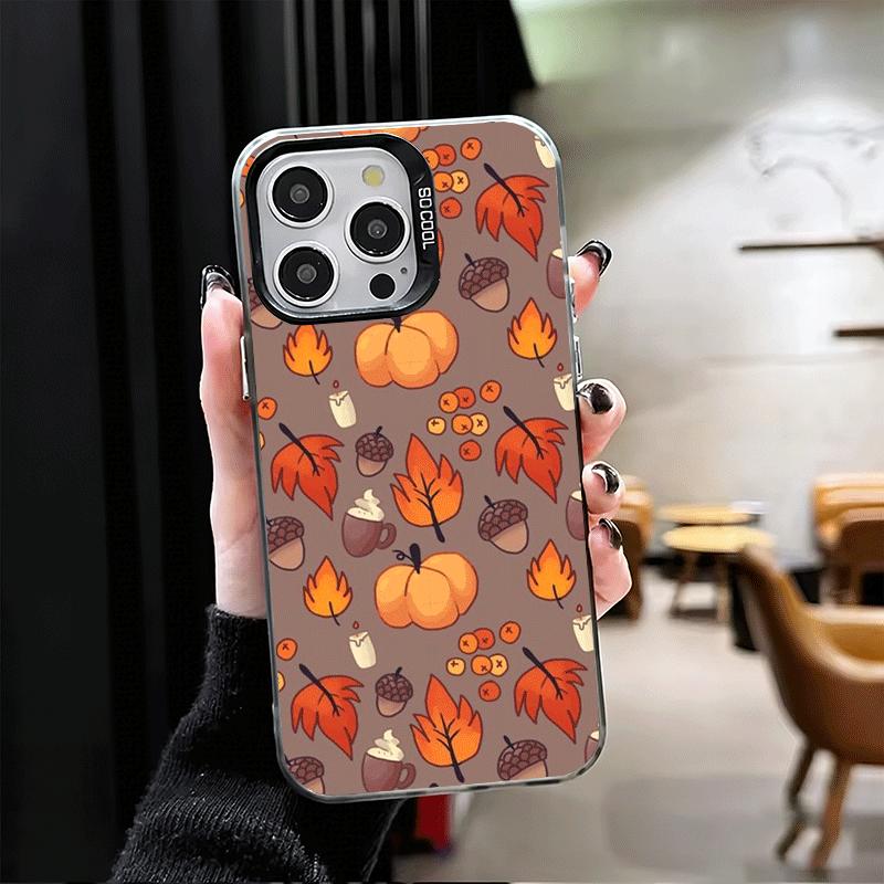 Тыква Счастливой Осени Мягкий Чехол для Телефона iPhone 15 16 17 Pro Max 17Air 16E 14 Plus 13 12 Mini Ударопрочный Задний Корпус