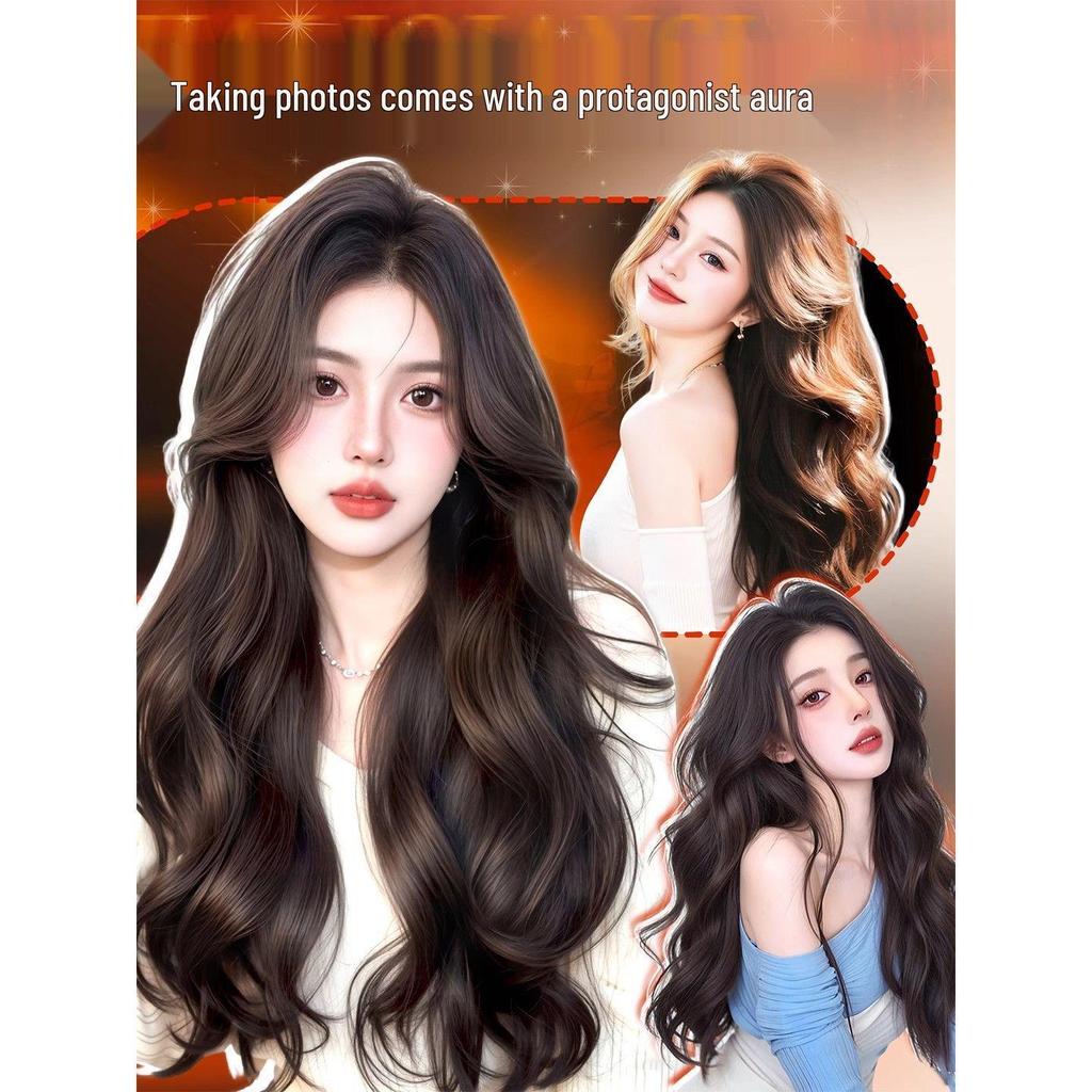 Women's Full Head Cover Wig - Middle Part, Voluminous Big Waves, Long Curly Style