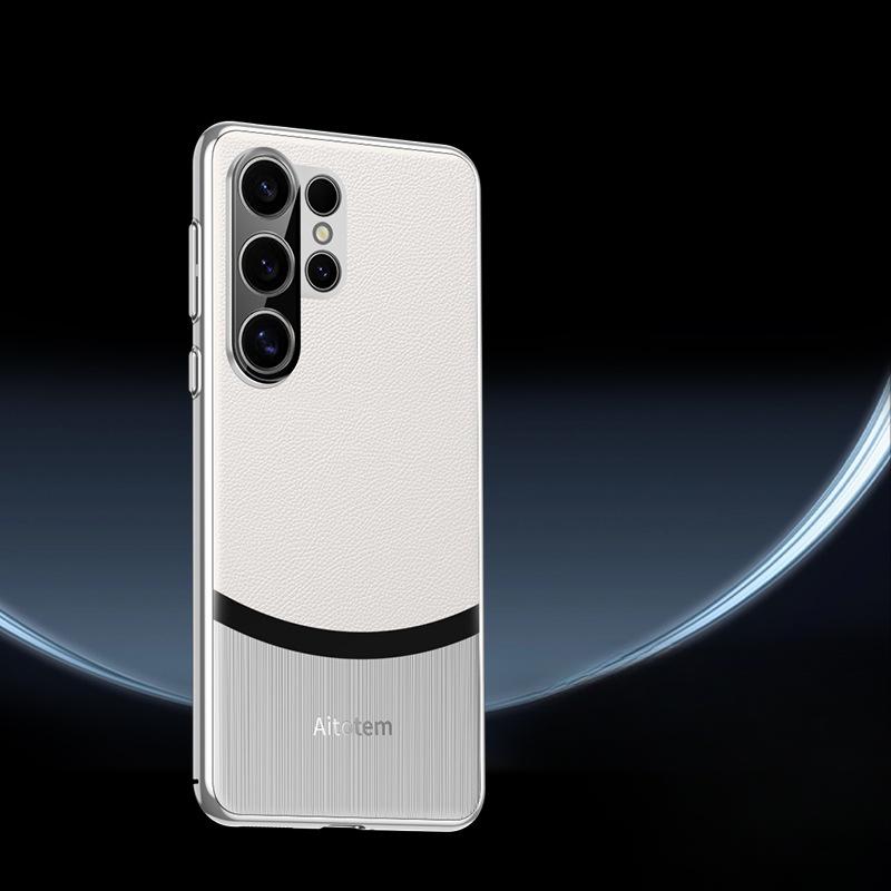 Подходит для чехла для телефона Samsung S24ultra Полностью закрывающий Роскошный Galaxy 24+ Противоударный S24 Кожаный чехол высокого класса для деловых мужчин