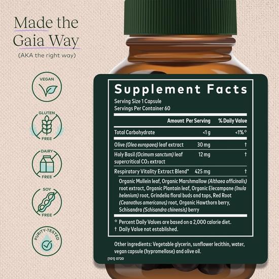 Gaia Herbs Mighty Lungs - Lung Support Supplement To Help Maintain Overall Lung - Plantain, Schisandra & Elecampane - 60 Vegan Liquid Phyto-Capsules