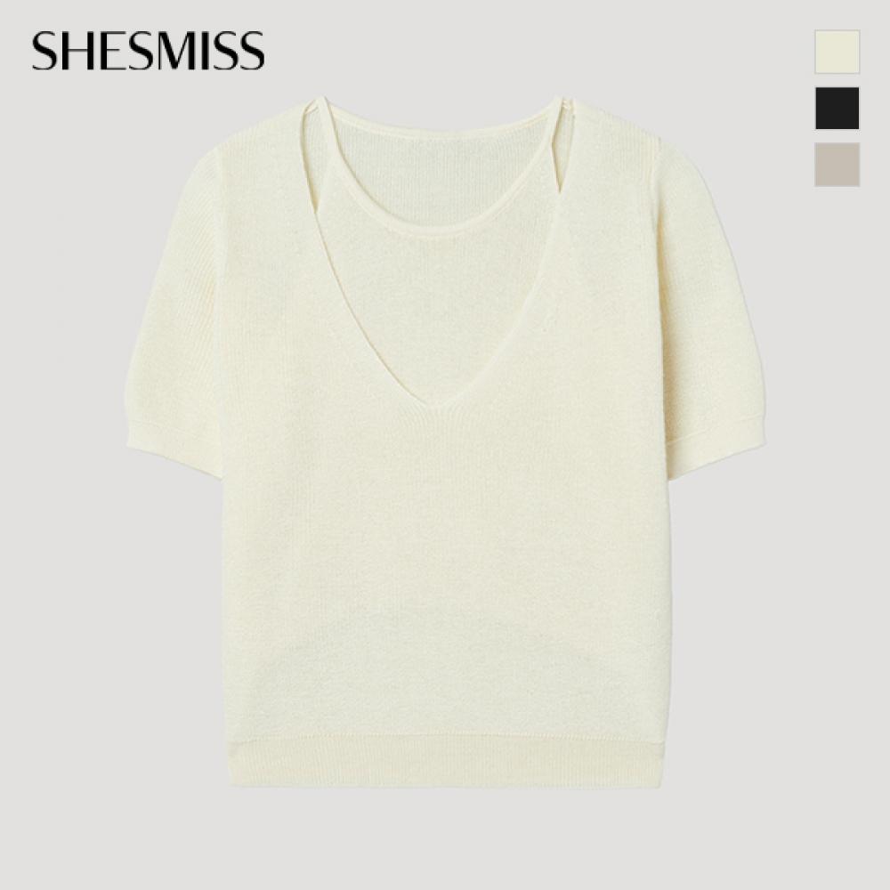 [ShS S miSS] Многослойный трикотажный свитер с коротким рукавом Sakpop23010