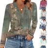 Женская Мода Повседневный Лацкан Короткий Длинный Рукав Принт Рубашка Женские Топы с V-образным вырезом