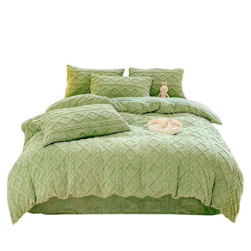 Winter Taffeta Bedding Cover Pillowcase Thickened Warm Milk Velvet Coral Velvet Duvet Cover Student Dormitory Quilt Cover