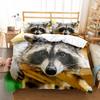 Raccoon Duvet Cover Set Cute Wild Animals Polyester Comforter Cover King Queen Size For Boy Girl Bedding Set With Pillowcase
