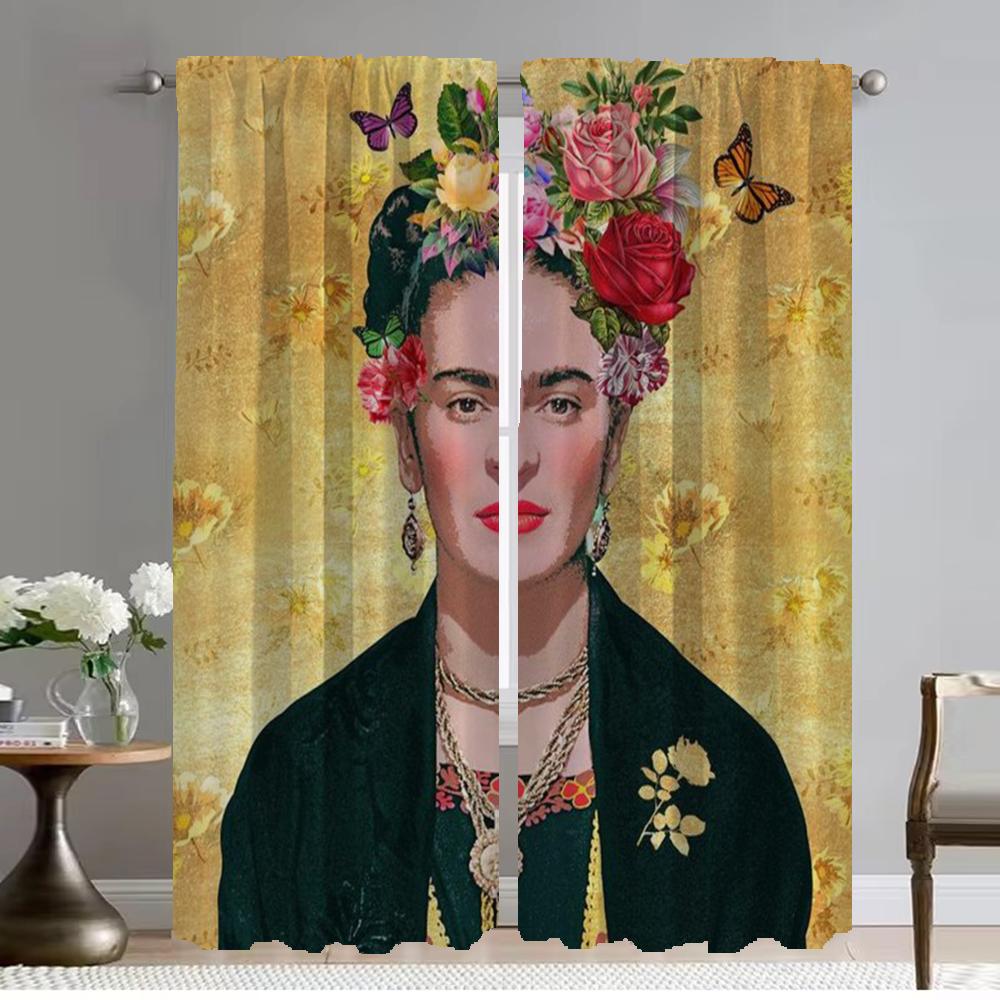 F-kahlo затемняющие шторы для гостиной, занавески для окон, шторы для домашнего интерьера, 2 шт., тюль для перегородки в спальне