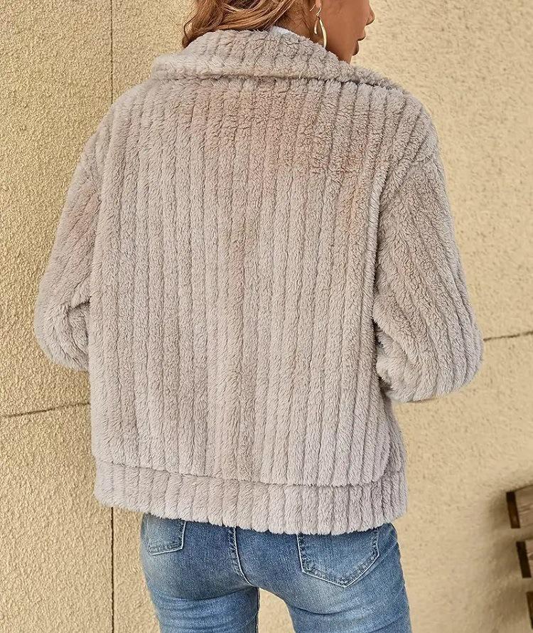 2024 Autumn/Winter Women's Fur Plush Lapel Cardigan Short Coat