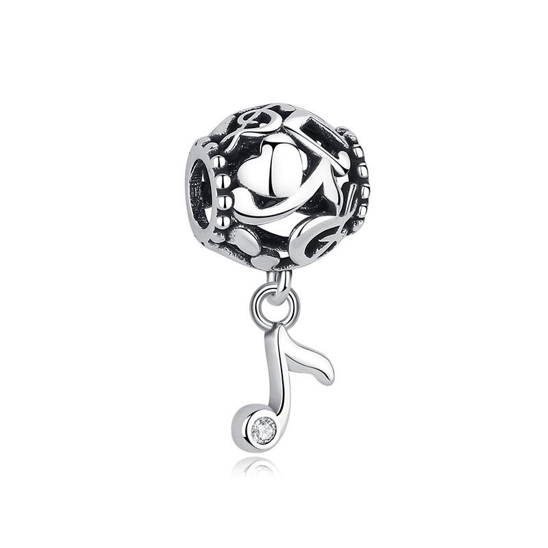 Шарм-бусины из серебра 925 пробы в виде нот и головки пианино, для браслетов, ожерелий, украшений для женщин, Оригинальный дизайн 'Любовь'