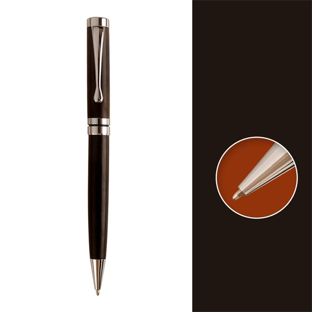 Metal Ballpoint Pen Wood Signing Pen Office Signature Pen Business Gift Pen Twist Open/Close for Office Hotel Reception