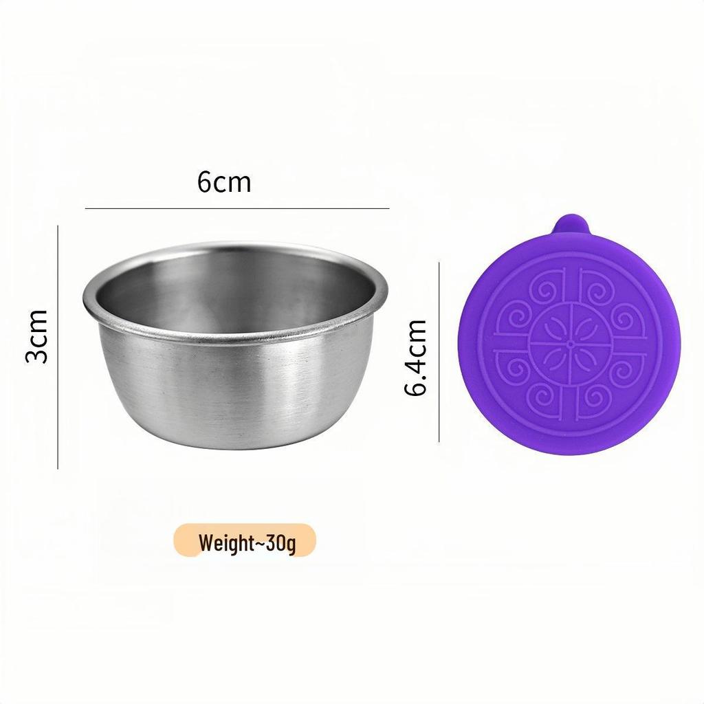 50/70ML Stainless Steel Sauce Cup with Silicone Lid - Leak-Proof Seasoning and Dipping Container