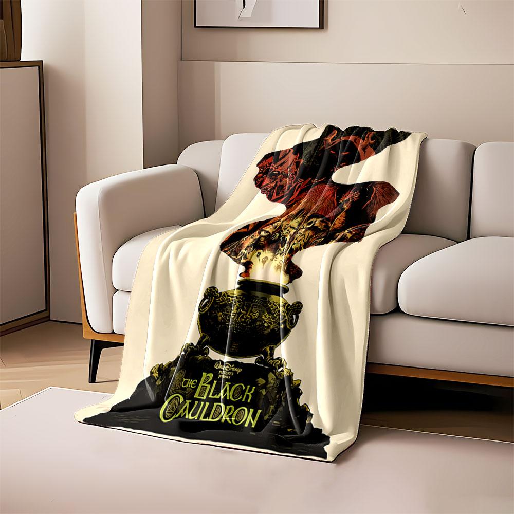 A cauldron emits smoke forming sinister, fiery figures and creatures. for all seasons blanket lunch break throw gift