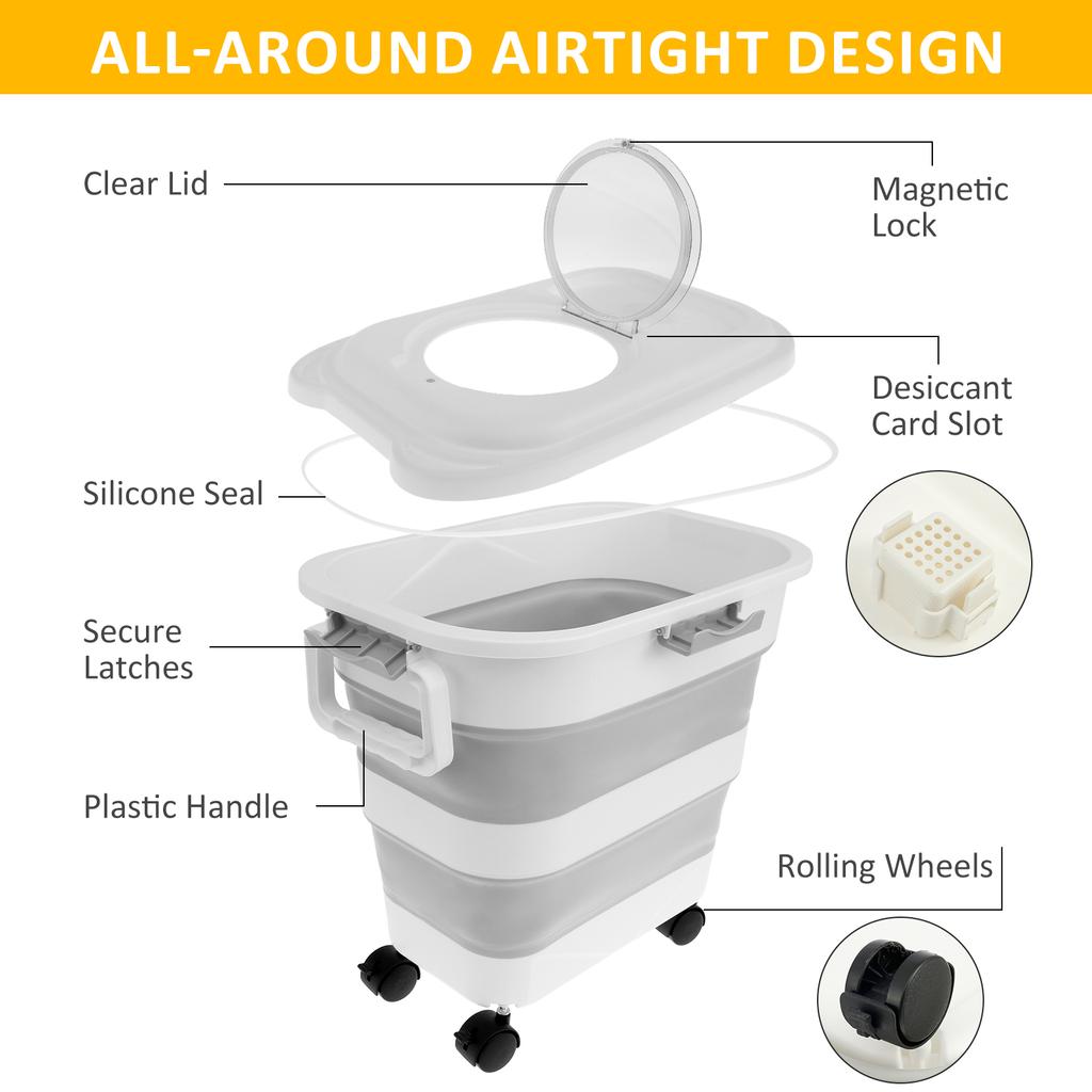 15/45 кг складной контейнер для хранения корма для домашних животных, контейнер для корма для кошек и собак, влагостойкие герметичные ящики для хранения сухого зерна и риса