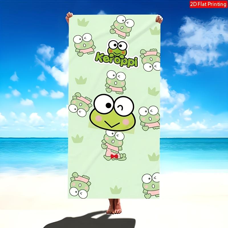 Kerokerokeroppi Print Beach Towel Cute Sanrio Frog Cartoon Quick Dry Microfiber Towel for Kids Adults Beach Pool Gym