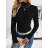 Женский новый простой белый тонкий трикотаж Зима Внутри Высокий уровень Sense of High-neck Top Thin Джемпер