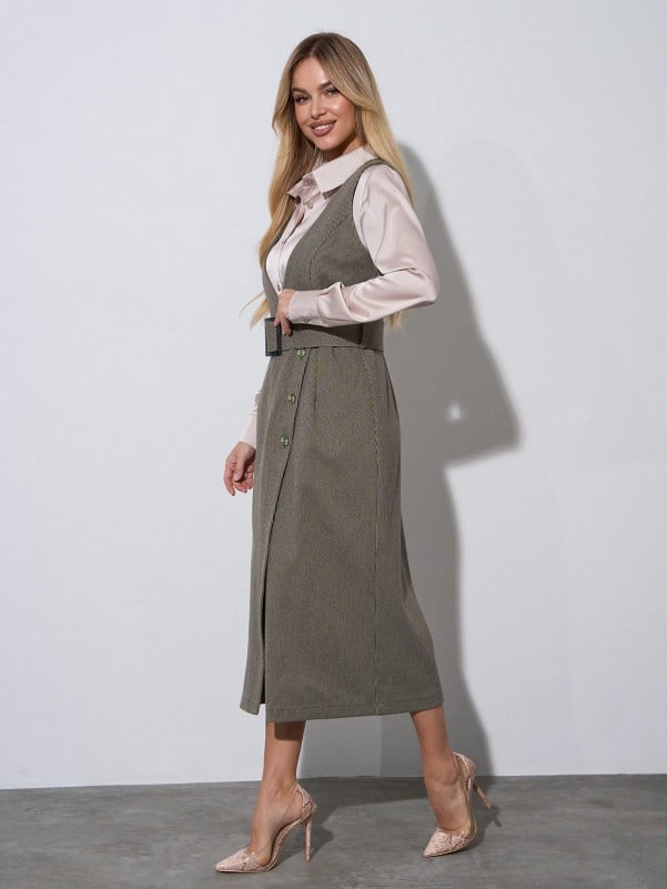 Wool Sundress with a Deep Neckline ISSA PLUS