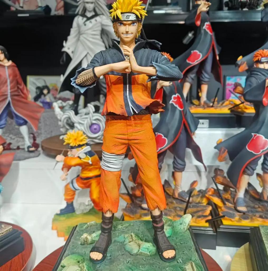 Uzumaki Naruto Action Figure Naruto Shippuden Interchangeable Head PVC Collectible Model 33cm/12.99 Inch Anime Gift for Fans