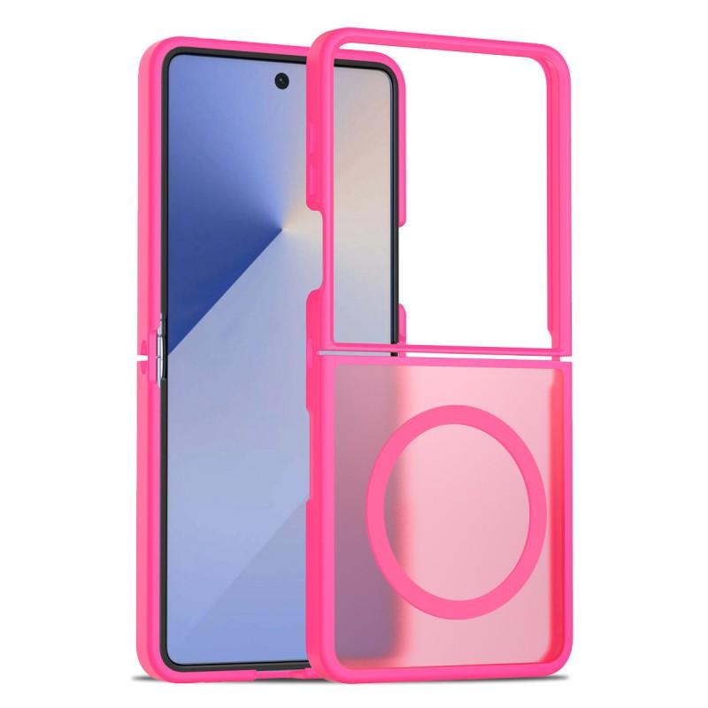 Подходящий чехол-кожура для Z Flip 7, складывающийся вверх-вниз, магнитный, с ощущением кожи, полупрозрачный 6
