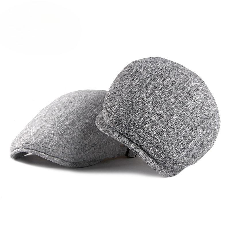 Vintage Cotton Linen Beret Hat Men Women British Retro Flat Cap Breathable Summer Duckbill Cap Simple Newsboy Hat Unisex