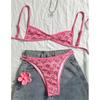 S - XL Купальник бикини с цветочным принтом и высоким вырезом для ног, женский, купальник, женская купальная одежда, комплект бикини из двух частей, купальный костюм, купальник V6965