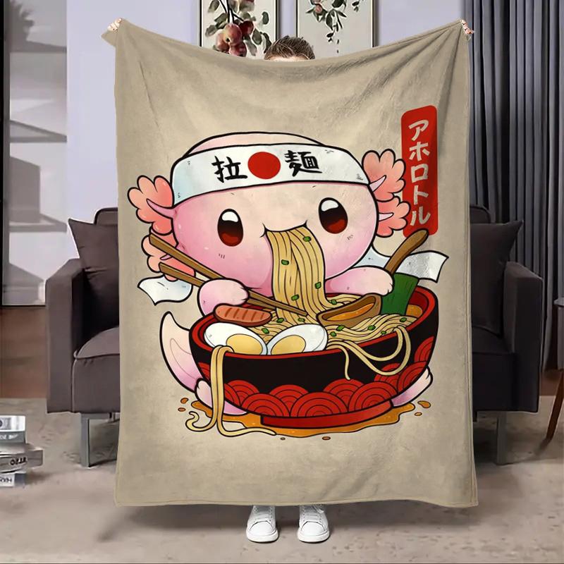 8 Sizes Anime Ramen Printed Blanket Warm Soft and Comfortable Home Travel Blanket Sofa Bedding Cover Blanket Kids Gamer Gift