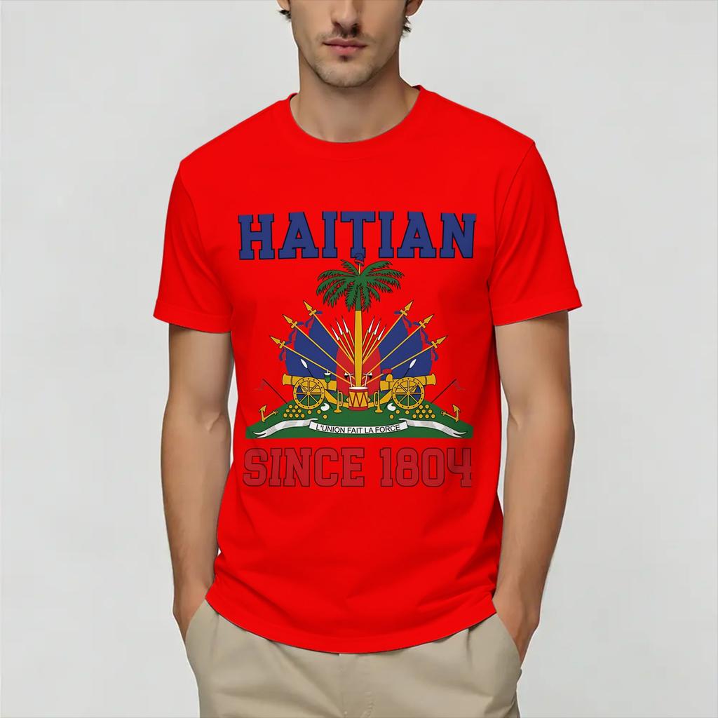 Harajuku T Shirt Beach Haitian flag Hipster TShirts 100 Cotton Tshirt for Unisex Y2K Retro Cheap Short Sleeve Tees
