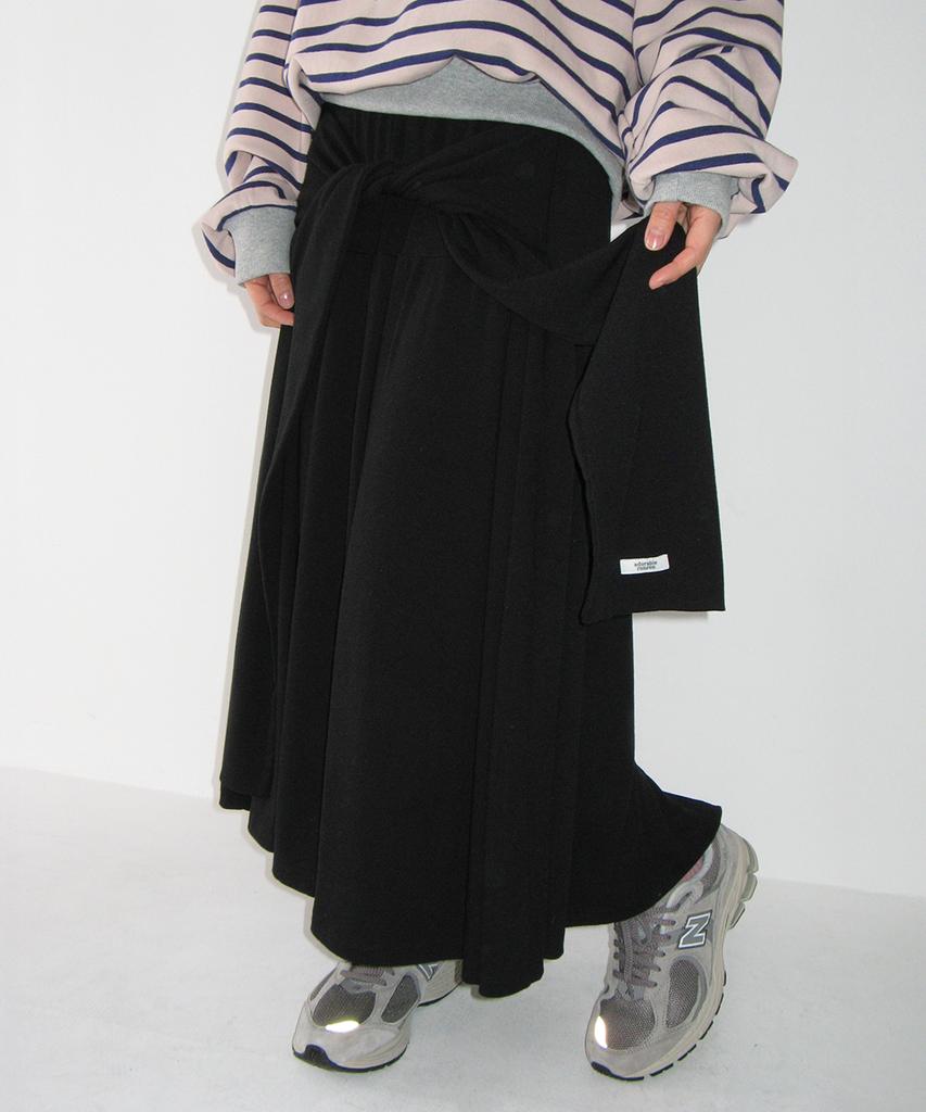 Ronron Strap Knot Long Skirt Black