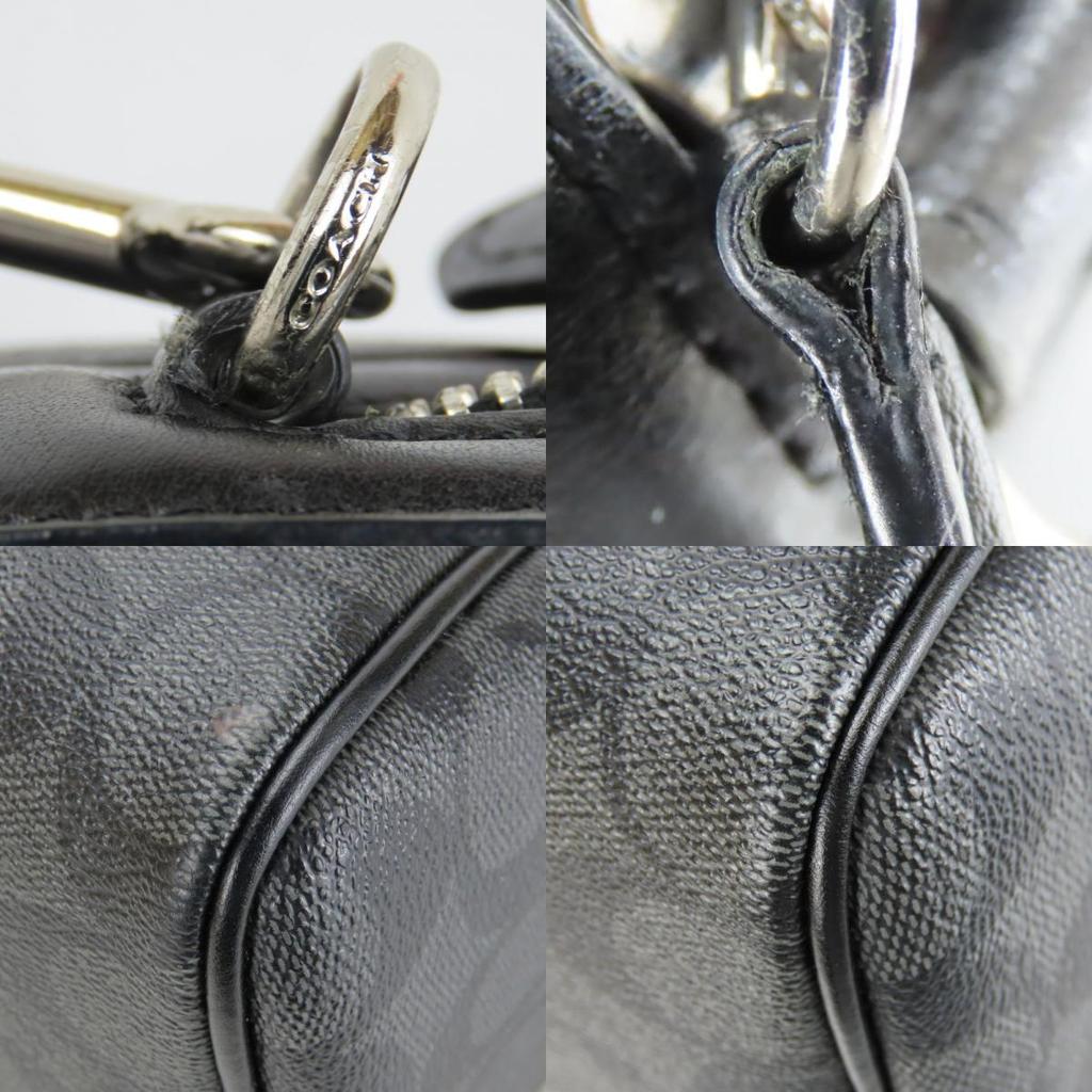 Подержанная сумка COACH F32203 Signature ПВХ с покрытием/кожа серая черная На плечо