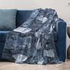 Dark Blue Floral Fleece Blanket Watercolor Rose Print Soft Warm Throw Blanket for Sofa Bed Couch Decoration